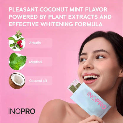 InoPro Teeth Whitening Strips 14 Treatments Kit + Nano-Hydroxyapatite Whitening Toothpaste with Probiotic for Sensitive Teeth - Durian