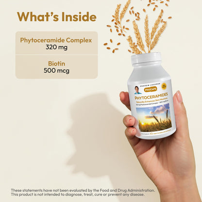 ANDREW LESSMAN Phytoceramides Skin Supplement, 60 Capsules | Plant-derived phytoceramides help support skin hydration, elasticity and a healthy-looking complexion from within.