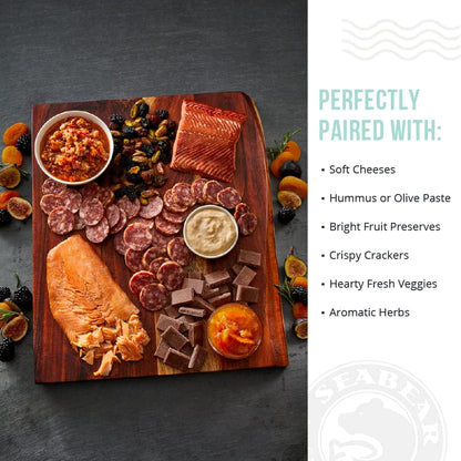 SeaBear Smoked Salmon Trio 18oz (3 x 6oz) Fillets Gift Box – Wild Alaska Sockeye, Wild Pink & Coho Fillets, Shelf Stable, Ready to Eat, 18 Ounce (3 x 6 Ounce) Filets