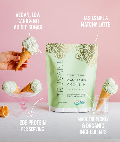 Truvani Organic Plant Based Protein Powder | Vanilla | 18 Servings | Vegan | 20g Pea Protein | Keto | Gluten & Dairy Free | Low Carb | No Added Sugar