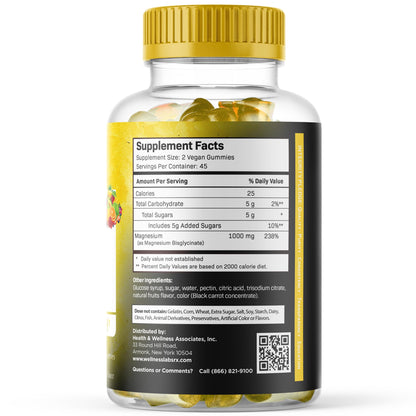 Magnesium Glycinate Gummies, 1000 mg - Magnesium Supplement to Support Relaxation, Heart Health - Chewable Calm Magnesio Gummies for Adults, Glicinato De Magnesio - Strawberry Flavor