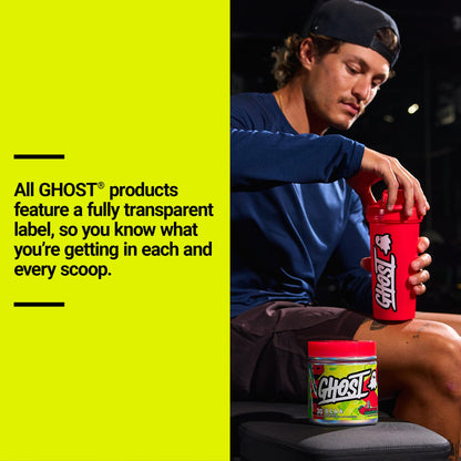 GHOST BCAA Powder Amino Acids Supplement, Sour Strips - 30 Servings - Sugar-Free Intra, Post & Pre Workout Amino Powder & Recovery Drink, 7G BCAA