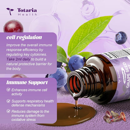 Totaria Grape Seed Extract Liquid Drops | High Potency 95% Polyphenols Antioxidant Supplement for Skin, Heart & Immune Support | Vegan, Gluten Free | Alcohol-Free & Non-GMO | 2FL