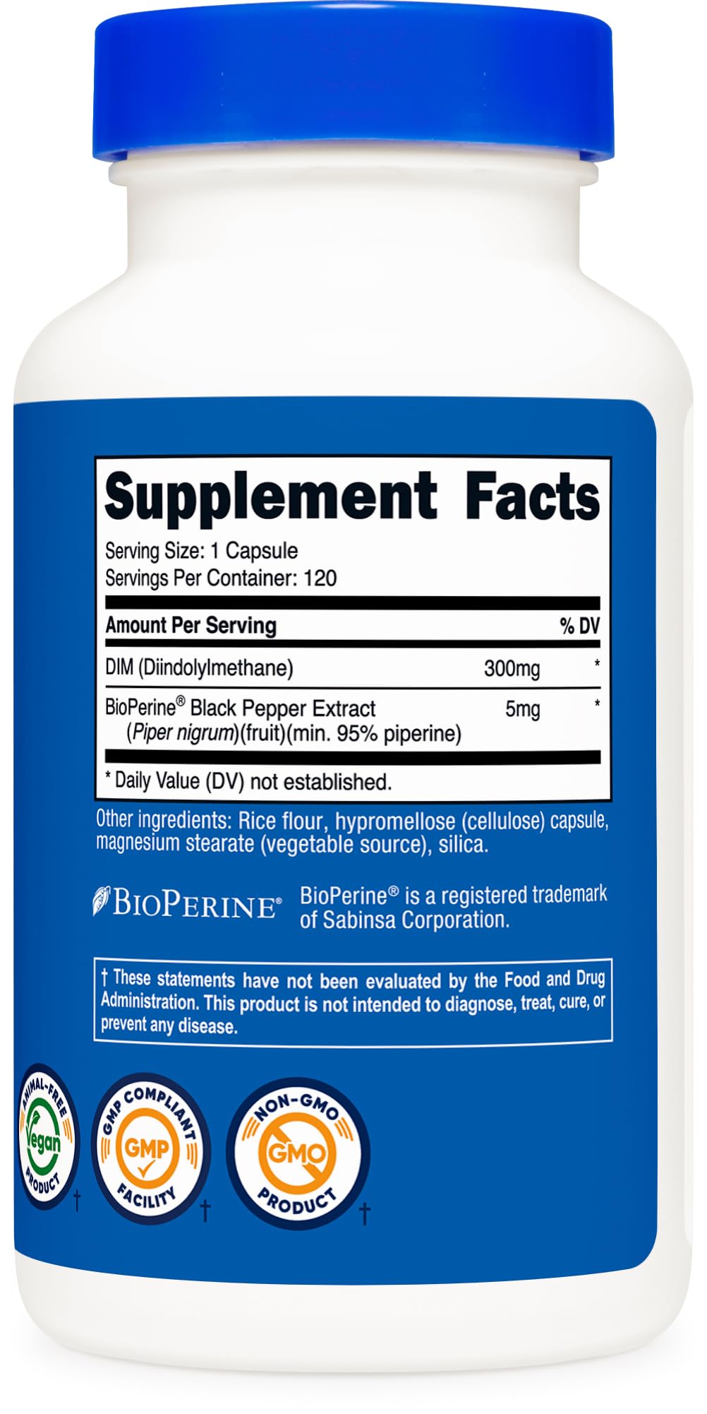 Nutricost DIM (Diindolylmethane) Plus BioPerine 300mg, 120 Vegetarian Capsules - Up to 4 Month Supply, Max Strength DIM Supplement