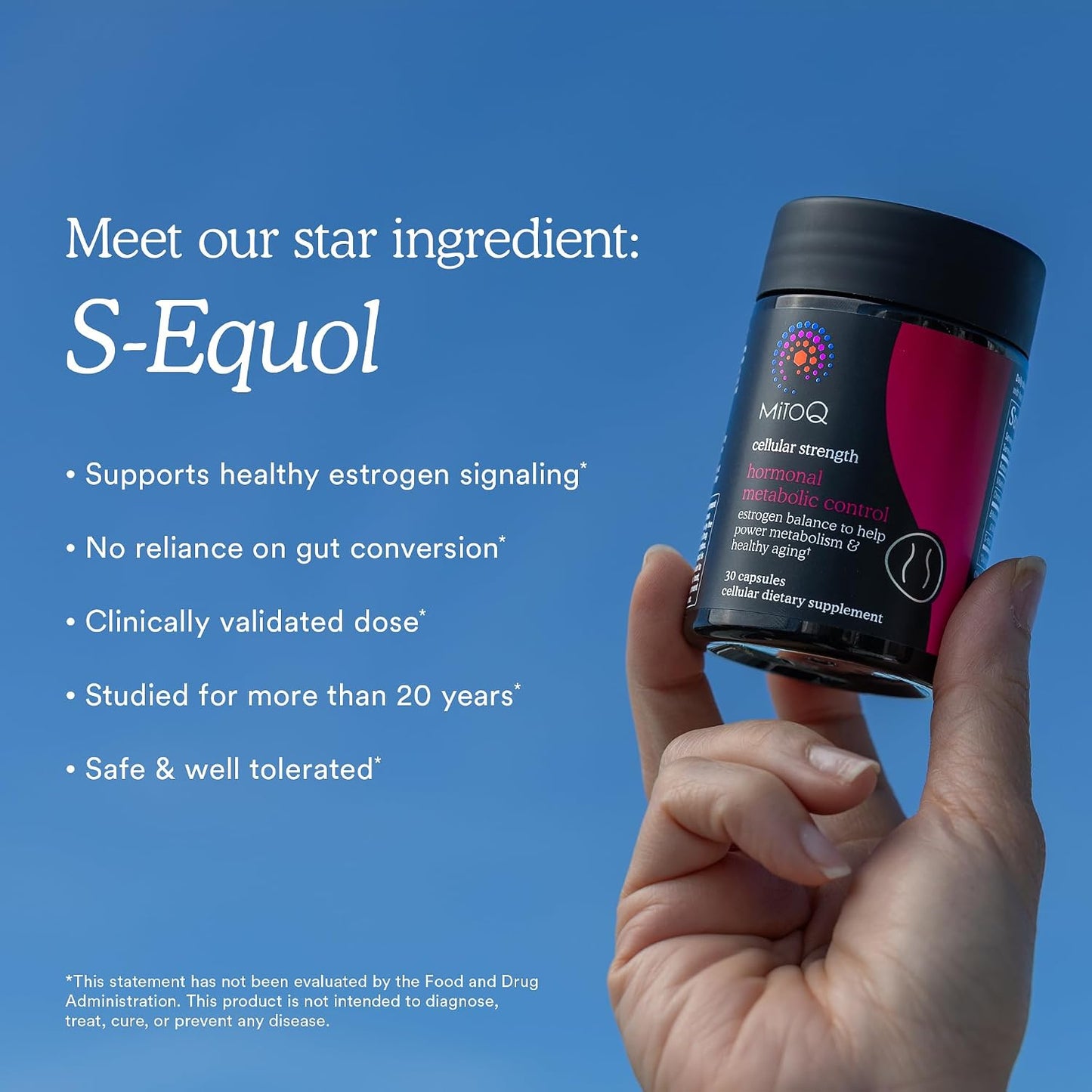 MitoQ Hormonal Metabolic Control – S-Equol, B. Breve Probiotic & Chromium Supplement for Women, Supporting Healthy Estrogen Signaling & Metabolic Function, 30 Capsules