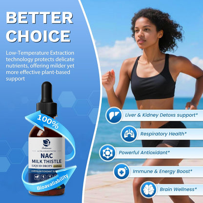 Lukaree Liposomal Liquid NAC 600mg Supplement for Liver Detox & Antioxidant | N-Acetyl-L-Cysteine Liquid Drops w/Milk Thistle & Selenium for Detox Support & Immune Support* - Ultra-Concentrated -2oz