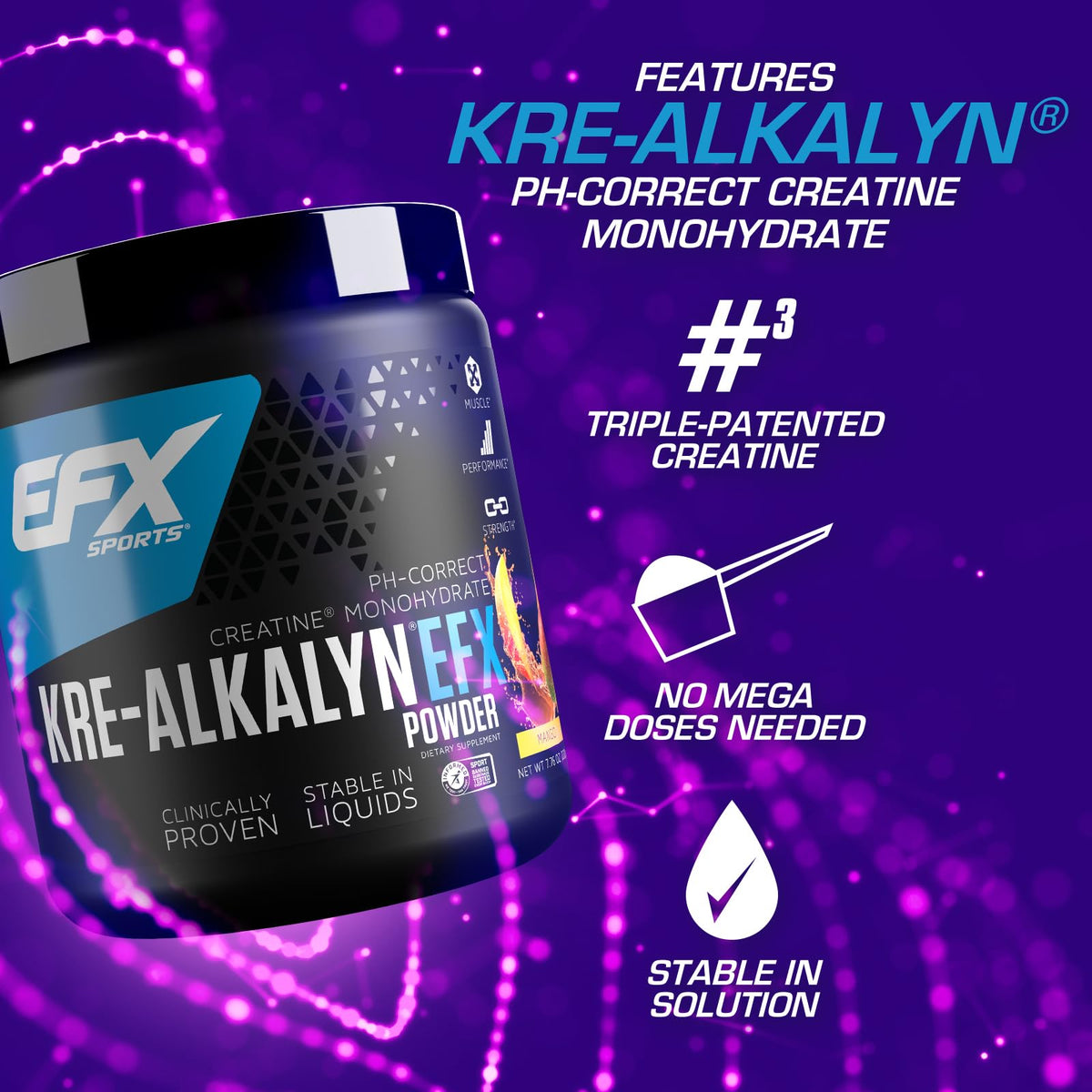 EFX Sports Kre-Alkalyn EFX Powder | pH Correct Creatine Monohydrate Powder Supple
