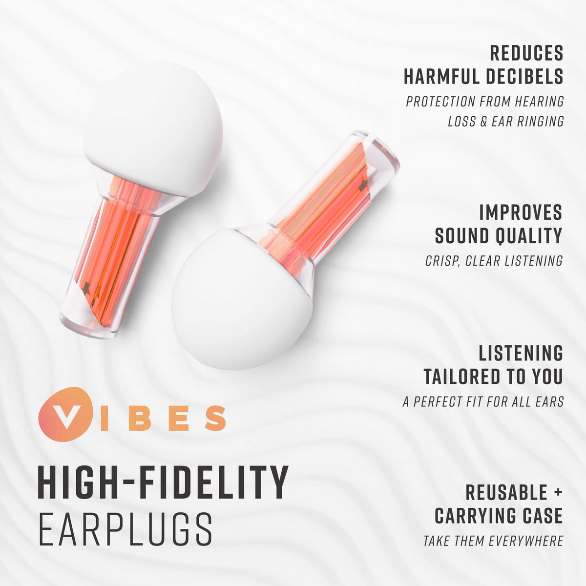 Vibes High Fidelity Ear Plugs - Invisible Earplugs for Music Concerts, Musicians, Motorcycl