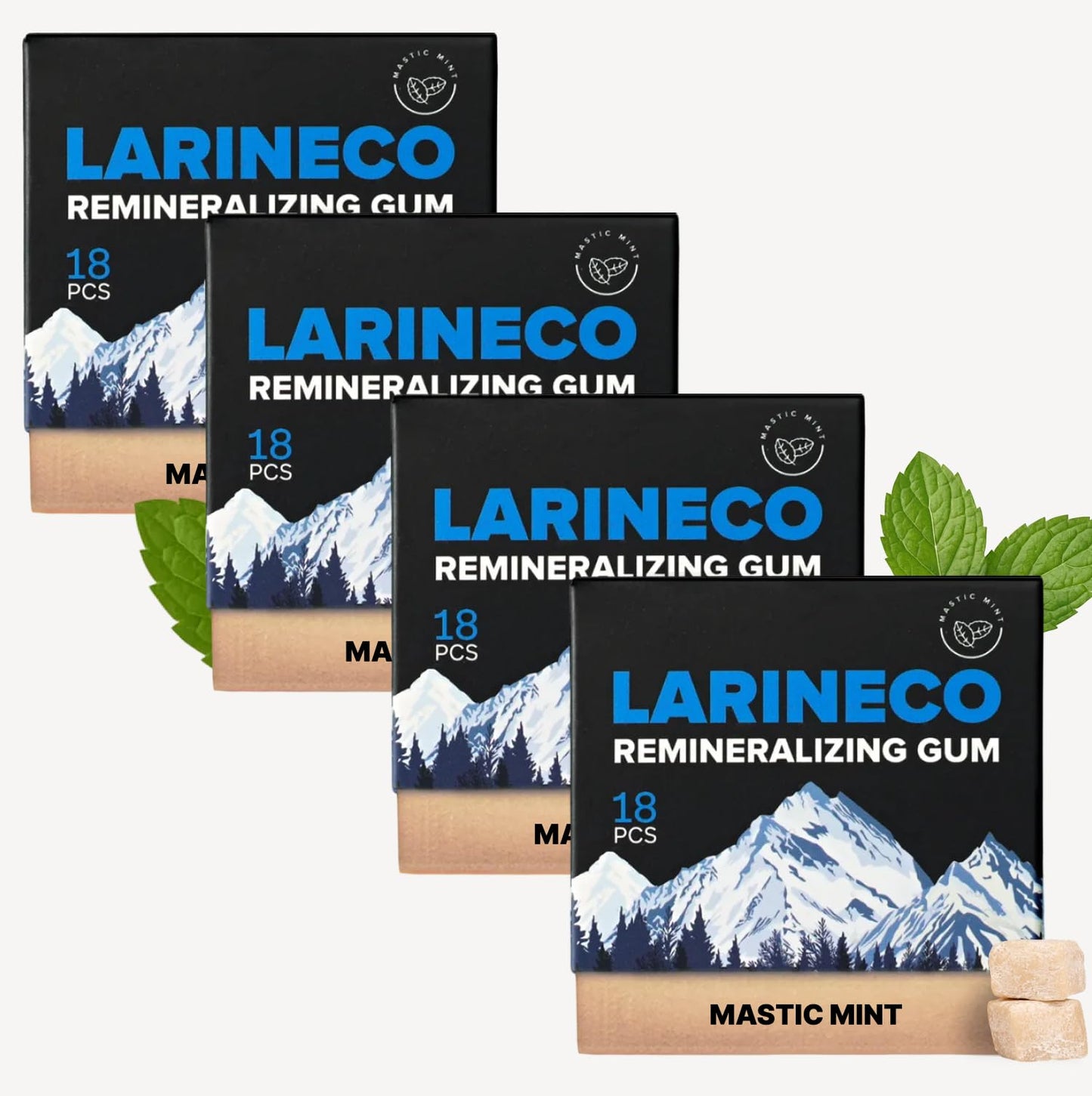 Larineco Remineralizing Gum with Nano Hydroxyapatite & Xylitol – Sugar-Free Xylitol Gum – Plastic-Free, Dye-Free, Aspartame-Free – Natural Base – 36 Pieces, Mastic Mint