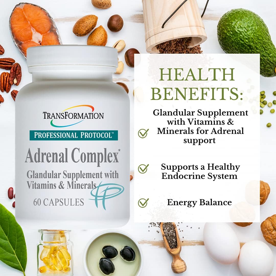 TRANSFORMATION THE GENESIS OF GOOD HEALTH Enzymes Adrenal Complex - 60 Capsules - Synergistic Formulation of Herbs & Vitamins to Support a Healthy Endocrine System