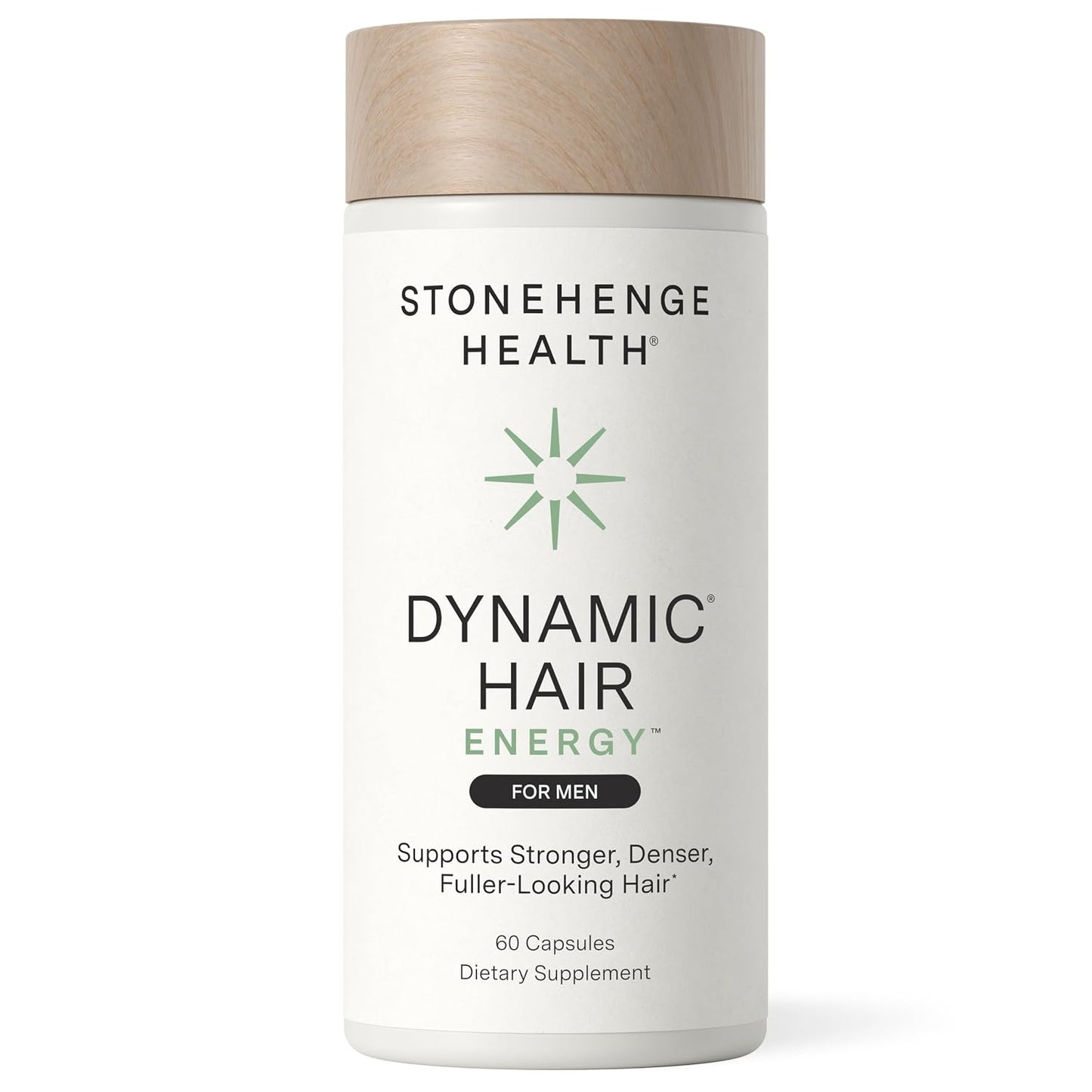 Stonehenge Health Dynamic Hair Energy for Men – Hair Growth Supplement with Saw Palmetto, Spermidine, Biotin & Tocotrienols – Supports Thicker, Denser, Fuller-Looking Hair – 60 Vegetarian Capsules