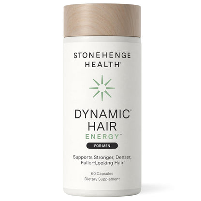 Stonehenge Health Dynamic Hair Energy for Men – Hair Growth Supplement with Saw Palmetto, Spermidine, Biotin & Tocotrienols – Supports Thicker, Denser, Fuller-Looking Hair – 60 Vegetarian Capsules
