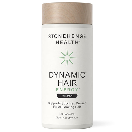 Stonehenge Health Dynamic Hair Energy for Men – Hair Growth Supplement with Saw Palmetto, Spermidine, Biotin & Tocotrienols – Supports Thicker, Denser, Fuller-Looking Hair – 60 Vegetarian Capsules