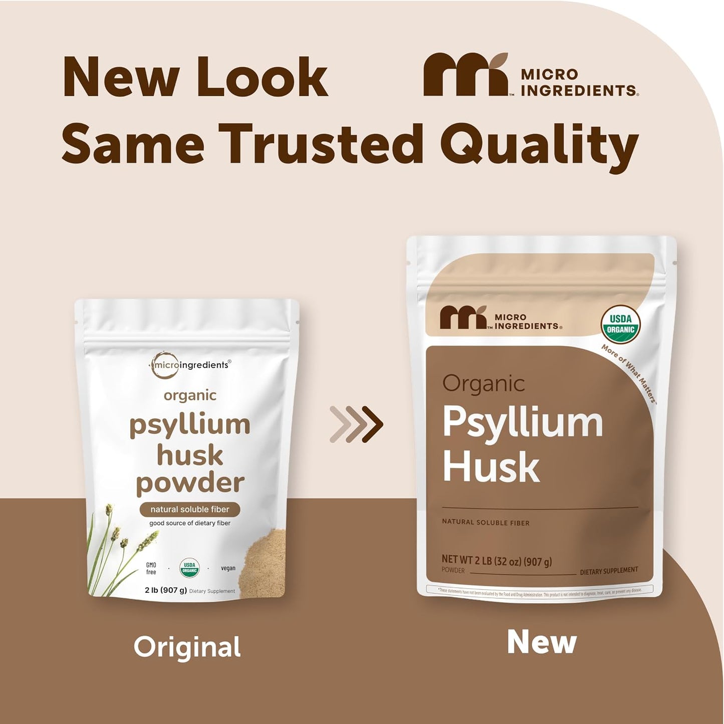 Micro Ingredients Organic Psyllium Husk Powder, 2lbs (32oz) | Daily Soluble Fiber Supplement | India Origin | Non-GMO, Keto Friendly, Vegan