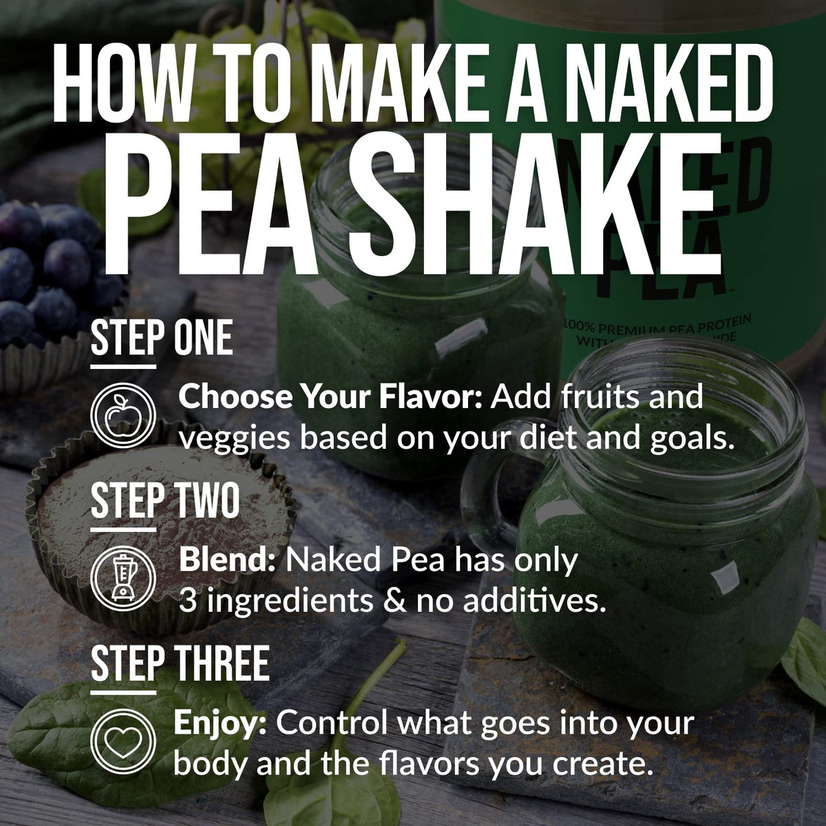 NAKED Chocolate Pea Protein - Pea Protein Isolate from North American Farms - 5lb Bulk