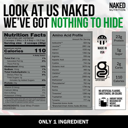NAKED nutrition Naked Goat - Pasture Fed Goat Whey Protein Powder from Small-Herd