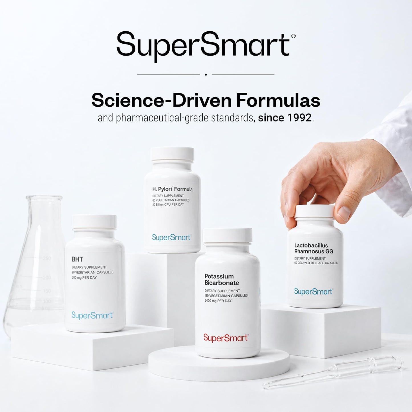 Supersmart H. Pylori Formula 20 Billion CFU per Day - Natural Probiotic Lactobacillus Reuteri DSM 17648 Supplement | Non-GMO & Gluten Free - 60 Vegetarian Capsules