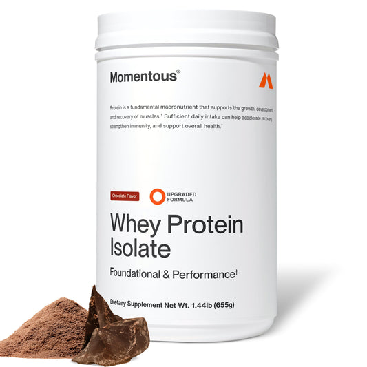 Momentous Essential Grass-Fed Whey Protein Powder - 20 g Whey Isolate Protein - NSF Certified for Sport - Gluten-Free - 25 Servings for Essential Everyday Use - Vanilla - Package May Vary