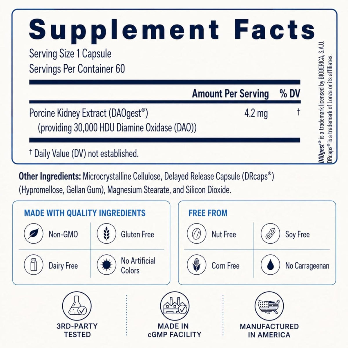 Utzy Naturals DAO Ultra Diamine Oxidase Enzyme Supplement | 60 Capsules
