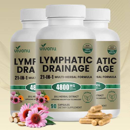 21-in-1 Liposome Lymphatic Drainage Supplements, 90 Day Supply, 4800mg Immune & Lymph System Support, 10:1 Concentrated Technology, Echinacea, Dandelion, Burdock, Bromelain, Calendula, 2 Bottle