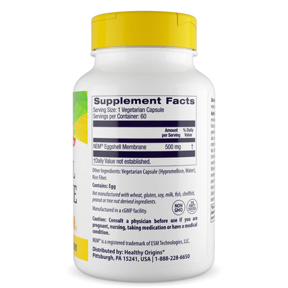 Healthy Origins NEM Eggshell Membrane 500 mg, 120 Veggie Caps