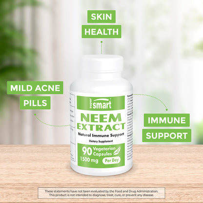 Supersmart - Neem Supplement 1500 mg per Day (Azadirachta Indica Leaf Oil Extract)