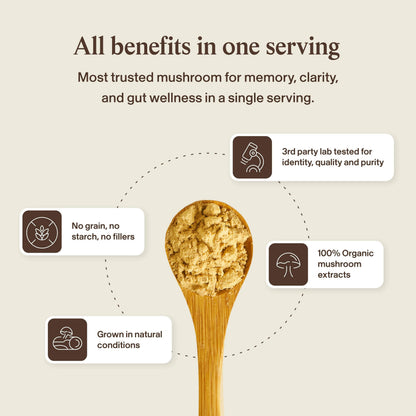 Real Mushrooms Lions Mane Mushroom Supplement - Organic Lions Mane Extract Powder for Overall Wellness with Adaptogens – Functional Vegan, Non-GMO Blend with 60 Servings