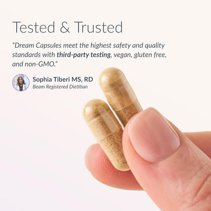 BEAM Dream Sleep Capsules – Melatonin Sleep Aid for Adults with Magnesium, L-Theanine, Reishi Mushroom & Apigenin, Sleep Supplement for Deep Sleep, Natural Sleep Aids, Sleep Pills, 30 Servings