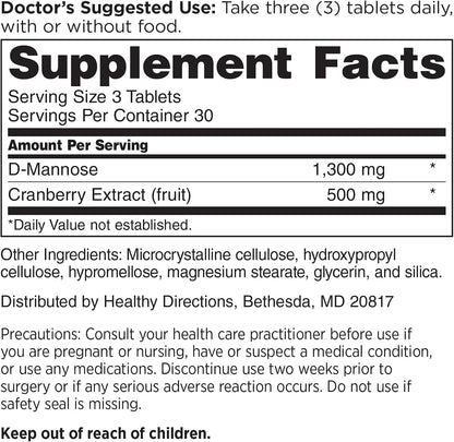 DOCTORS' PREFERRED D-Mannose 1300mg w/Cranberry Extract for Urinary Health