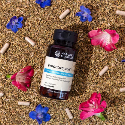 Nature's Sunshine Proactazyme Digestive Enzyme Supplement – Plant-Sourced, Fungi-Based Enzyme Blend, Supports Digestion of Most Food Types, 100 Vegcaps