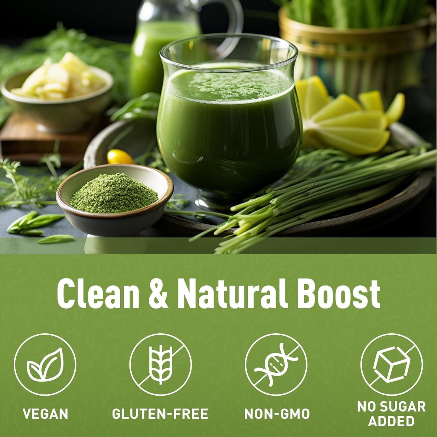 Unleash’d Organic Wheatgrass Powder 16 oz – 100% Pure Superfood, Rich in Vitamins, Fiber & Minerals for Immune Support & Wellness
