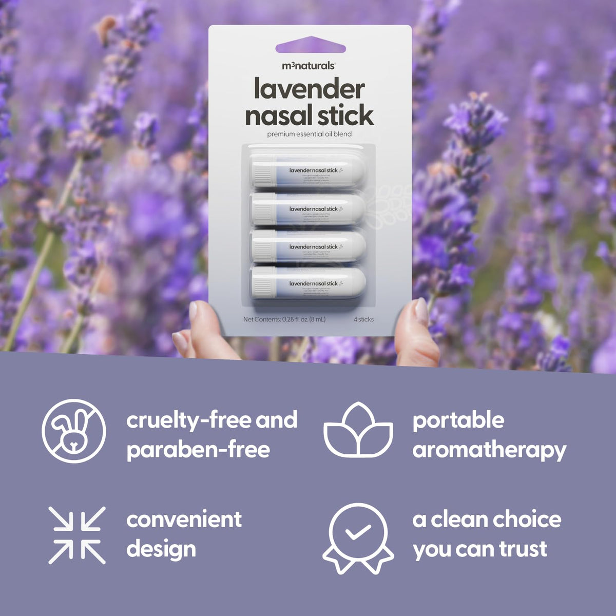 Mint Nasal Stick, Nasal Inhaler, Essential Oil Aromatherapy, 4 Sticks by M3