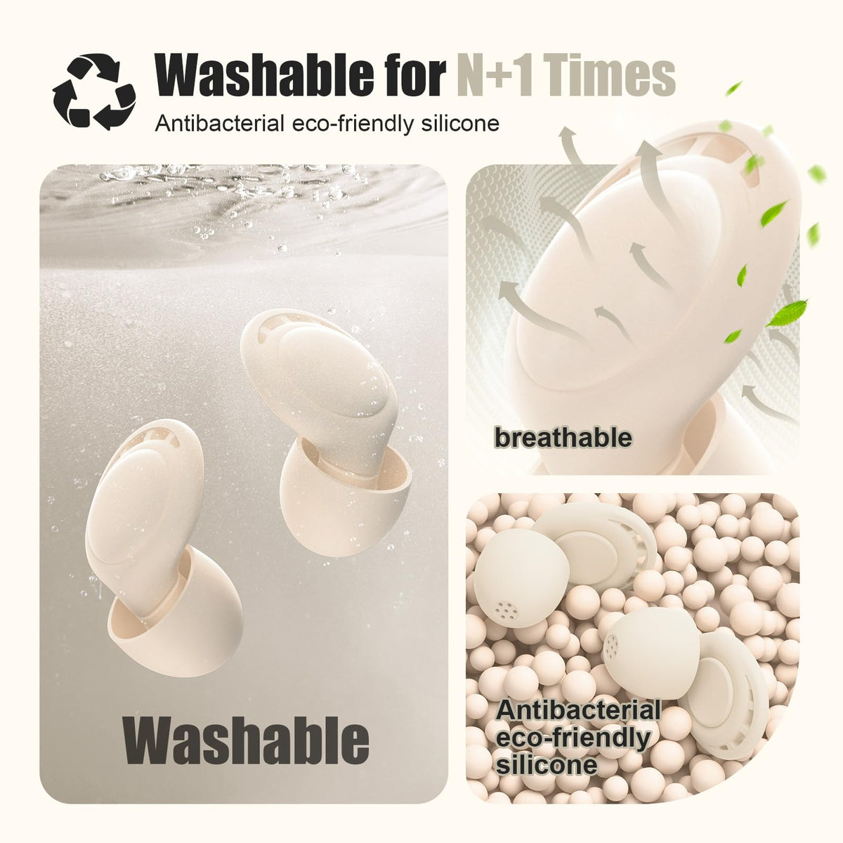Ear Plugs for Sleeping Noise Reduction, Beinkap Reusable Earplugs Hearing Protection
