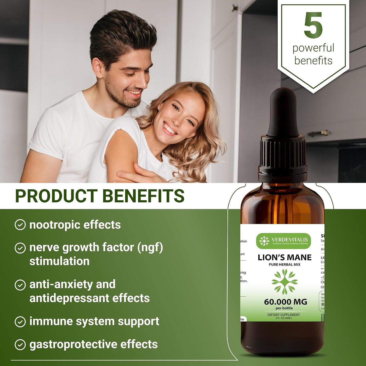 Lion's Mane Extract - Daily Mushroom Supplement for Memory, Focus & Clarity - Brain Booster- Mushroom Drops for Brain Health Support -Made in USA- 2 Fl Oz