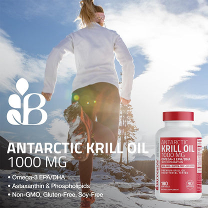 Bronson Antarctic Krill Oil 1000 mg with Omega-3s, 120 Softgels | Heavy Metal Tested, with EPA, DHA, Astaxanthin and Phospholipids, Non-GMO, Gluten Free, Soy Free