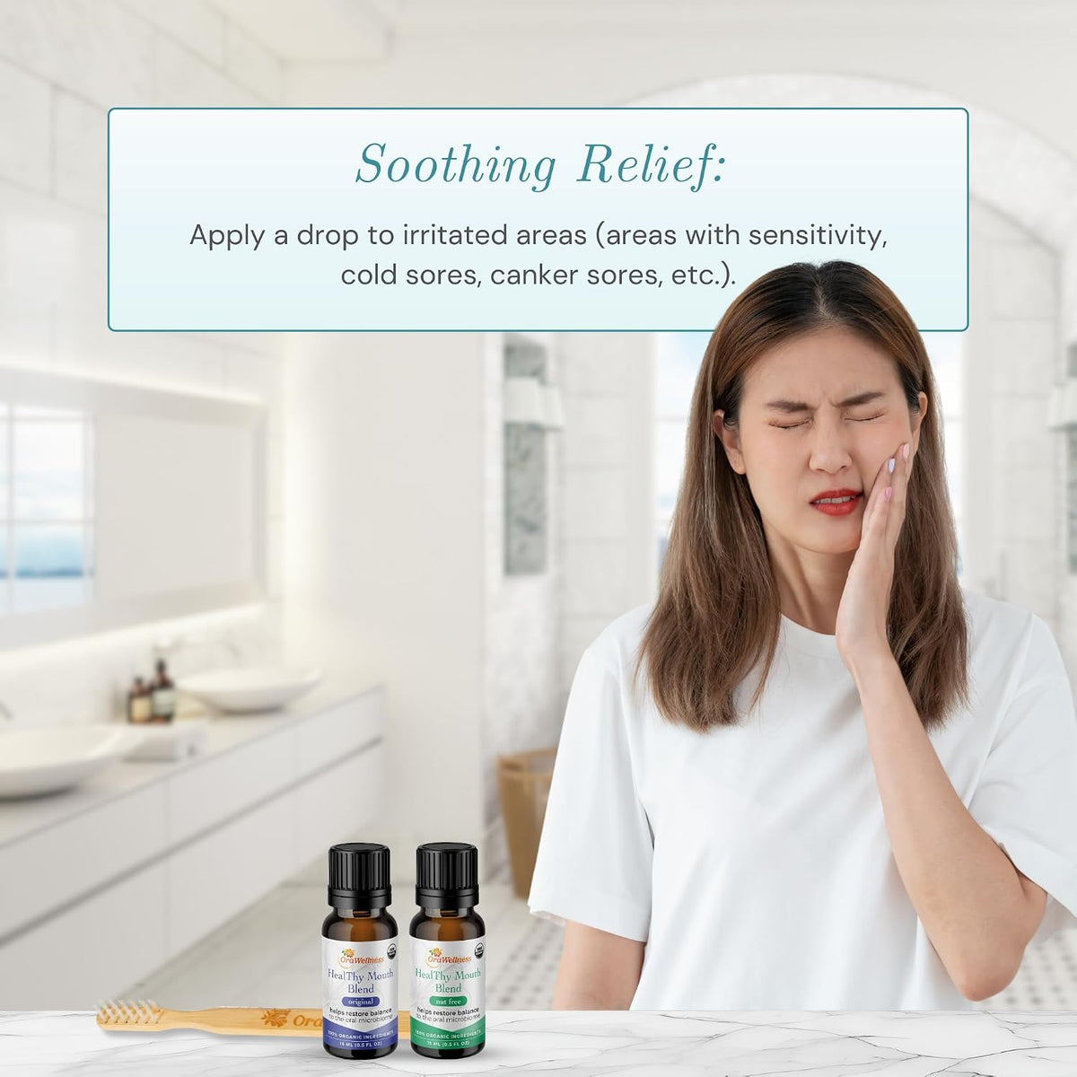 OraWellness Healthy Mouth Blend Tooth Oil 3 Pack + BrushEco Bamboo Toothbrush with 3 Rows