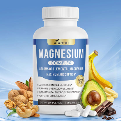 Triple Magnesium Complex for Women and Men, Magnesium Glycinate 400mg, Malate, Citrate, High Absorption Chelated Magnesium Supplement Support Sleep, Muscle, Non-GMO, Gluten Free - 240 Capsules