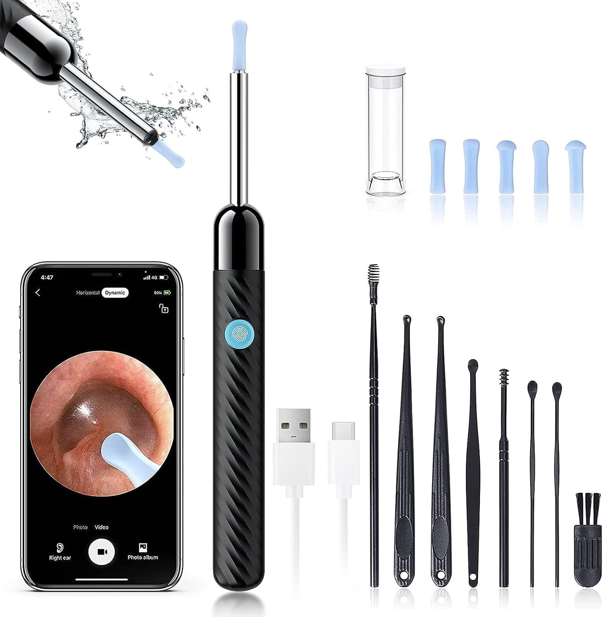 Ear Wax Removal - Earwax Remover Tool with 8 Pcs Ear Set - (Grey)