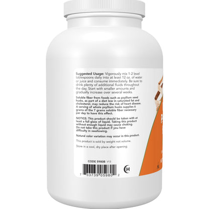 NOW Foods Supplements, Whole Psyllium Husks, Non-GMO Project Verified, Soluble Fiber, 24-Ounce