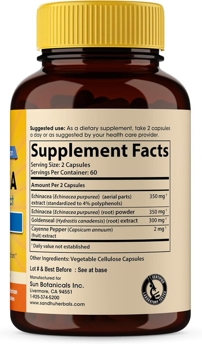 Echinacea Goldenseal 1000 Mg 120 Capsules | Immune System Support Respiratory Response Inflammatory Response Supplement