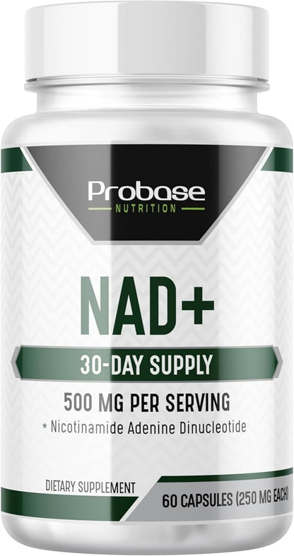 Probase Nutrition NAD Supplement 500mg High Potency 30 Day Supply NAD Maximizer Similar to Nicotinamide Riboside Vegan Non GMO Third Party Tested