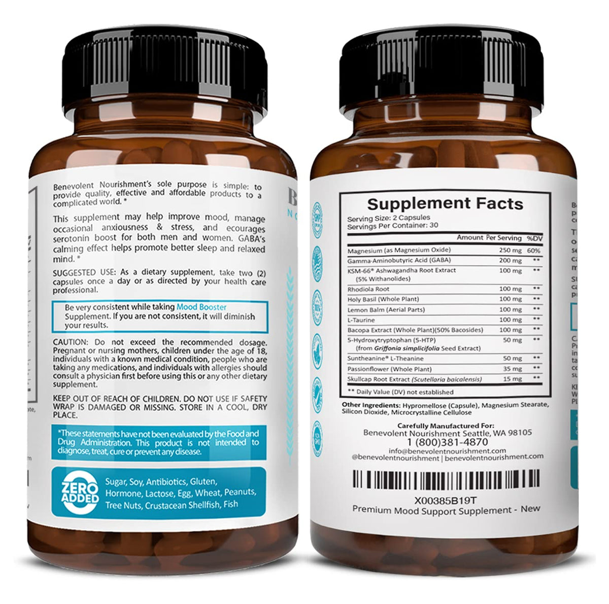 Calm Mood Booster Supplement - Natural Happy Pills for Stress, Sleep & Mood Support
