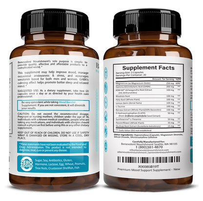 Calm Mood Booster Supplement - Natural Happy Pills for Stress, Sleep & Mood Support