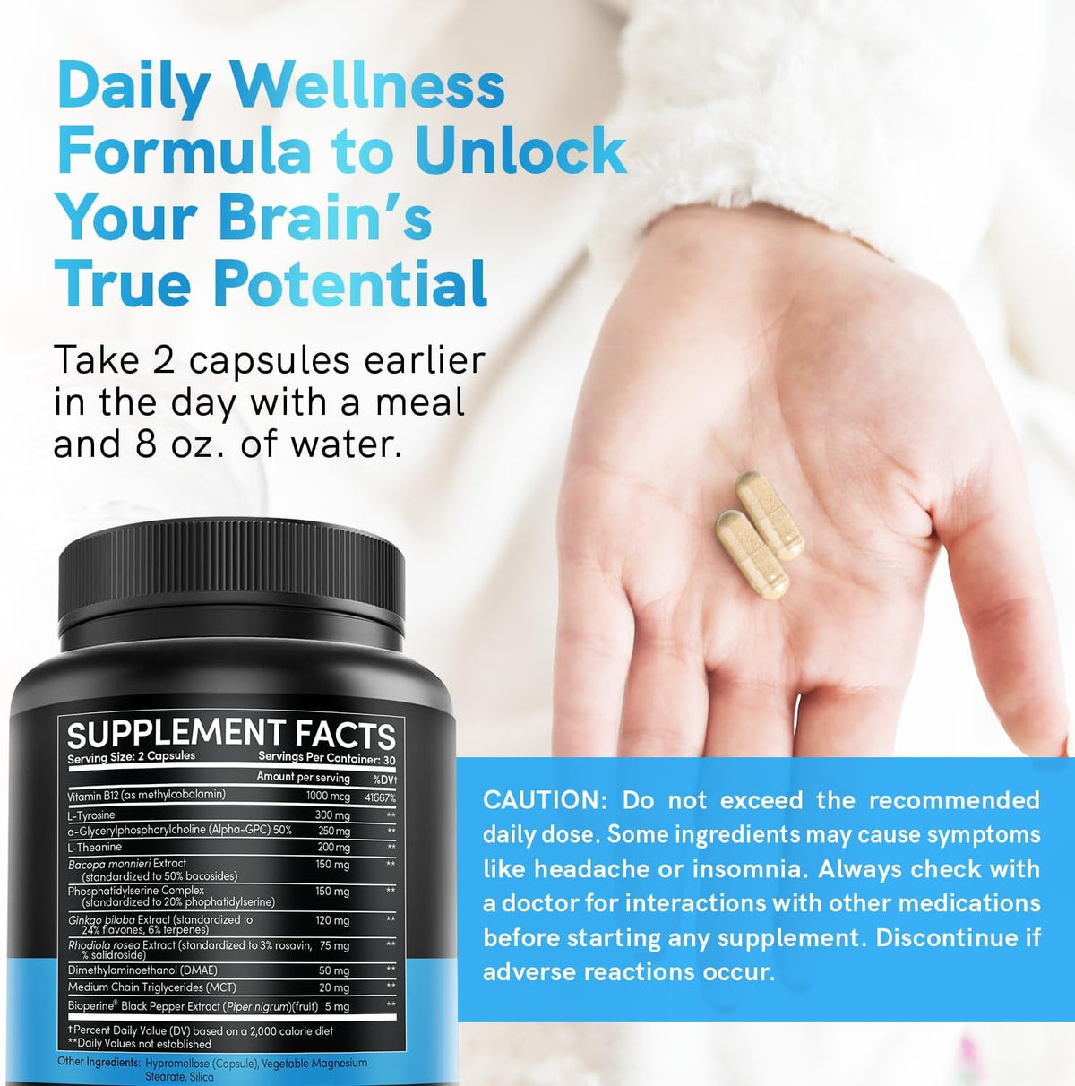 MEDCHOICE 11-in-1 Nootropic Brain Supplement, Non-Caffeinated, 60ct
