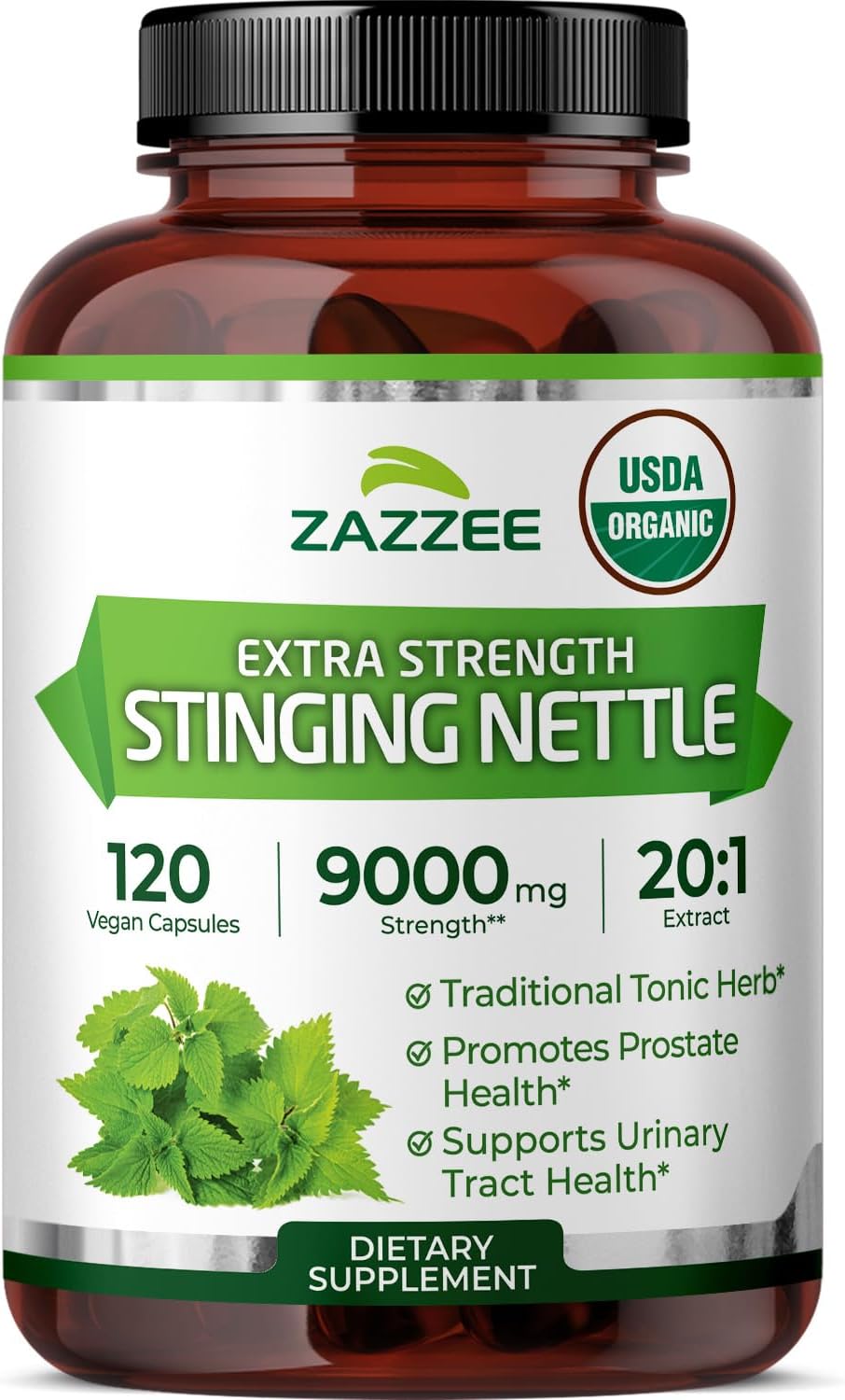 Zazzee USDA Organic Stinging Nettle Leaf 20:1 Extract, 120 Vegan Capsules, 4 Month Supply, Urtica Dioica, Respiratory, Immune & Seasonal Wellness Support, Organic Herbal Supplement, Made in the USA