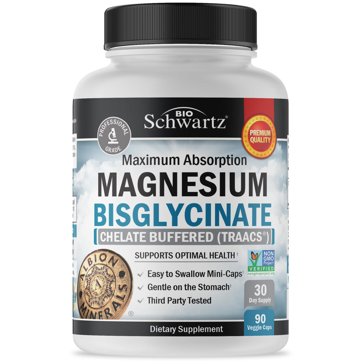 Magnesium Bisglycinate Chelated Supplement -180 Capsules
