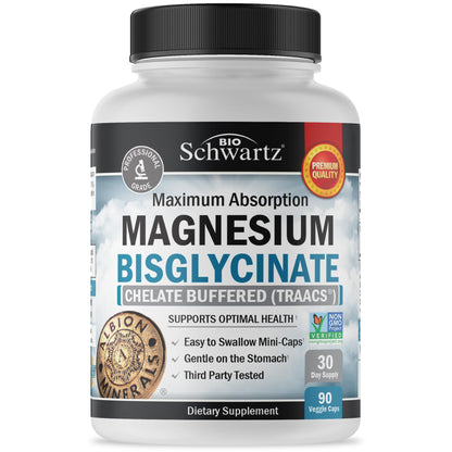 Magnesium Bisglycinate Chelated Supplement -180 Capsules