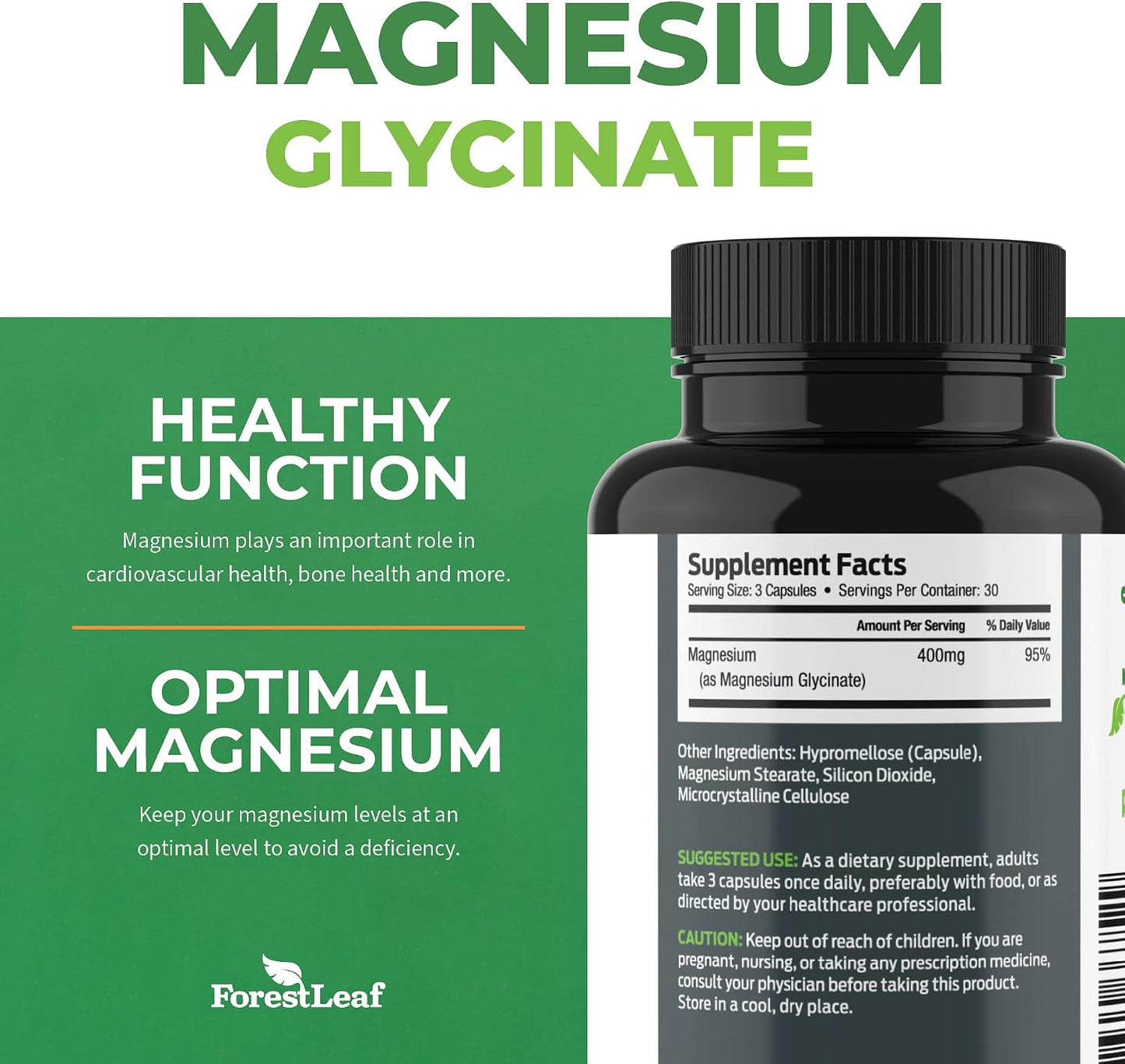 ForestLeaf Riboflavin & Magnesium Migraine Supplement - Riboflavin 400mg for Headache Relief - Ultimate Magnesium Glycinate Bundle with B2 Vitamin 400mg for Headache Migraine Relief Capsules