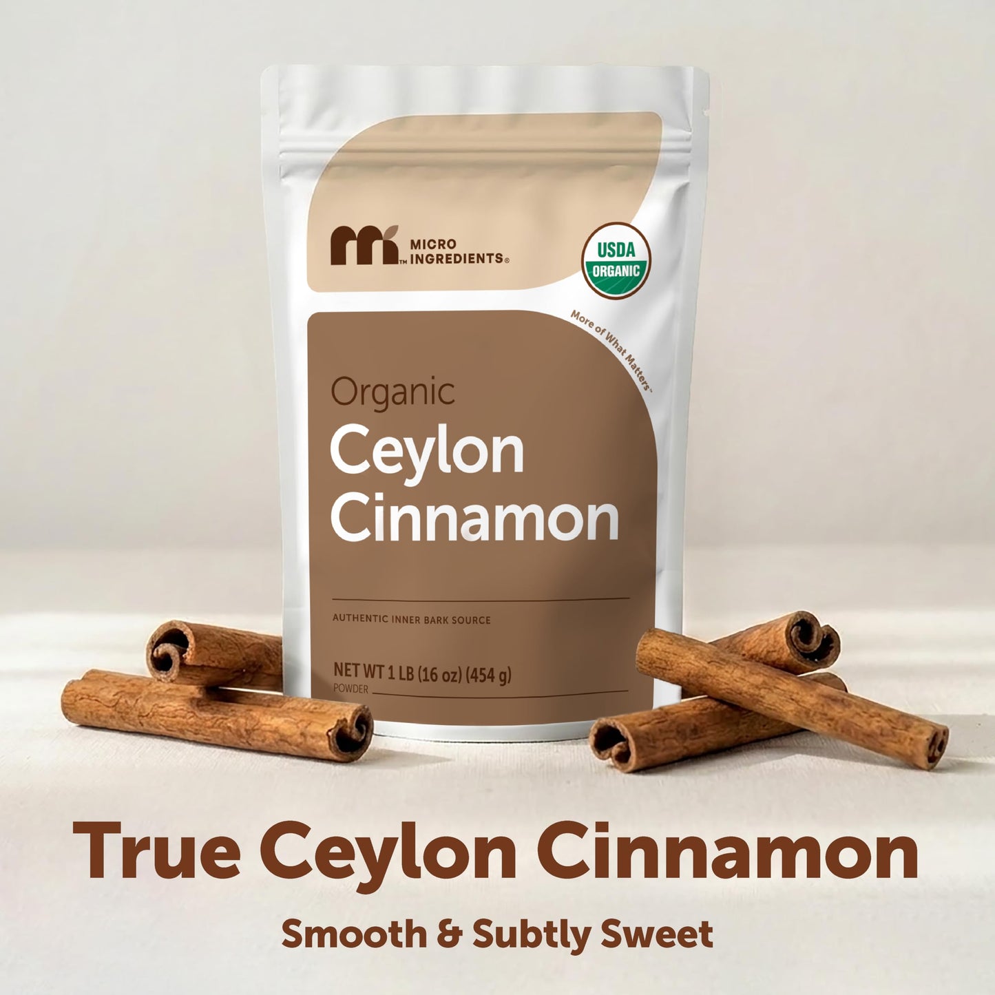 Micro Ingredients Organic Ceylon Cinnamon Powder, 8 oz | Sri Lanka Source | True Cinnamon for Spice & Seasoning | Great for Baking, Cooking, & Drinks | Additive Free, Non-GMO