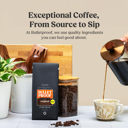 Bulletproof Original Medium Roast Whole Bean Coffee, 12 Ounces, Clean Coffee Tested for Toxins